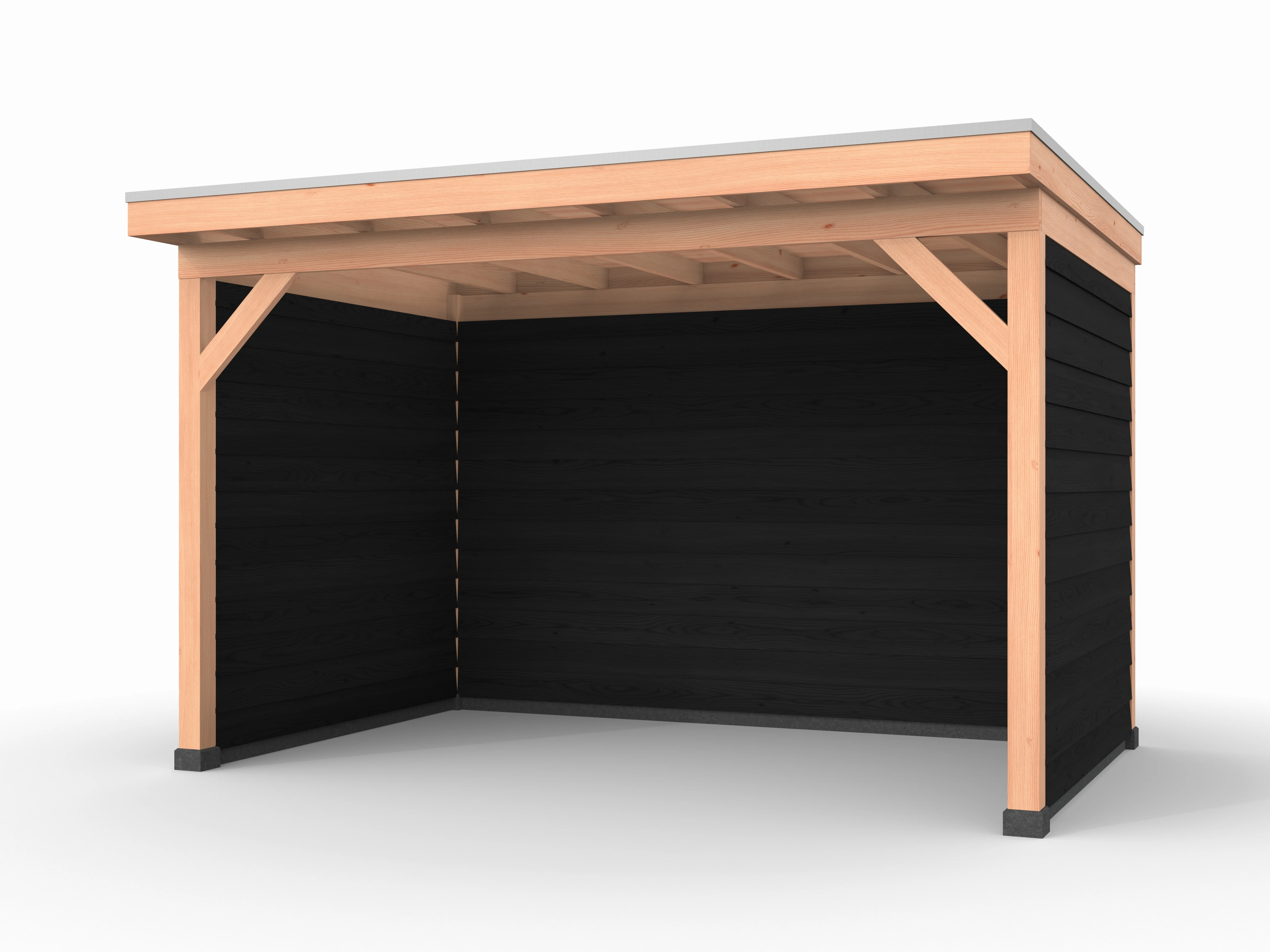 Douglas overkapping, 400 x 250, met achterwand en twee zijwanden, Westwood Comfort Zwart - Afbeelding 1